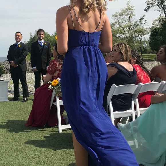 Long bridesmaid dress with double beaded straps - Picture 3 of 3